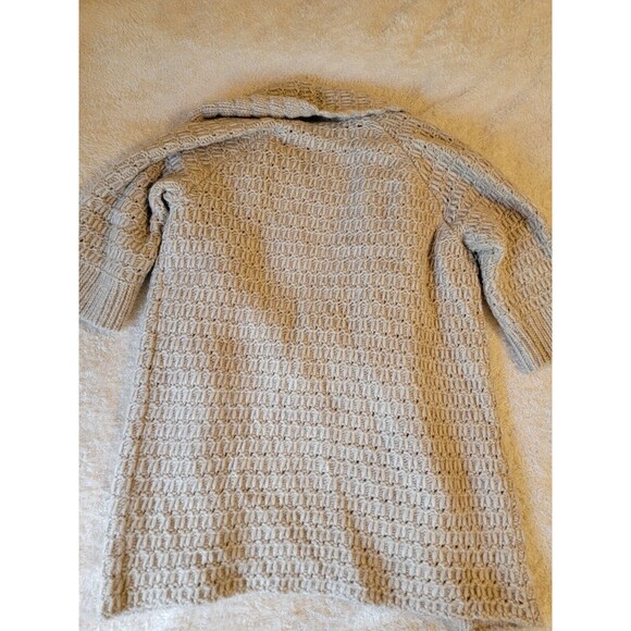 LOFT Cardigan Sweater Coat S Wool Alpaca Open Front Chunky Oversized 3/4 Sleeve - Picture 2 of 11
